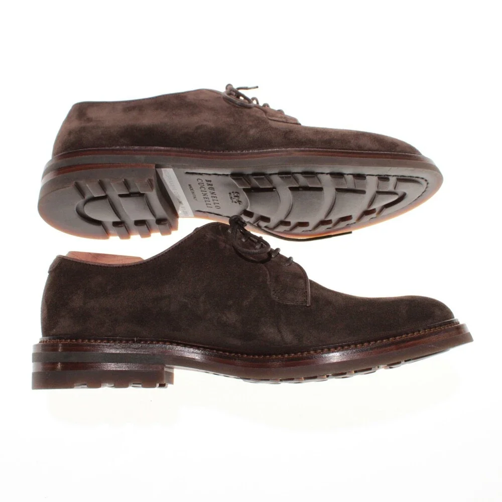Brunello Cucinelli NWB Derby Dress Shoes Size 42 (US 9) in Brown Suede